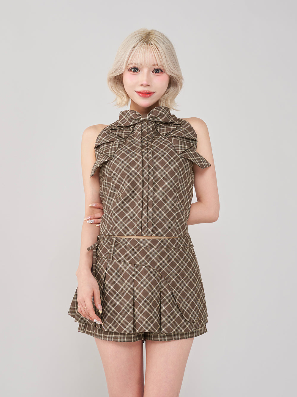 ビッグリボンバルーンチェックミニワンピース – Darich (ダーリッチ)