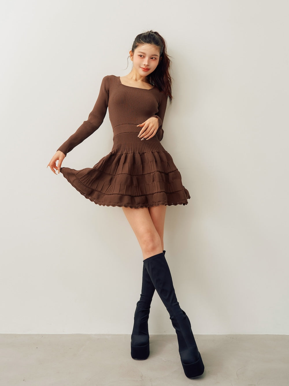 バルーンボーダーニットミニワンピース – Darich (ダーリッチ)