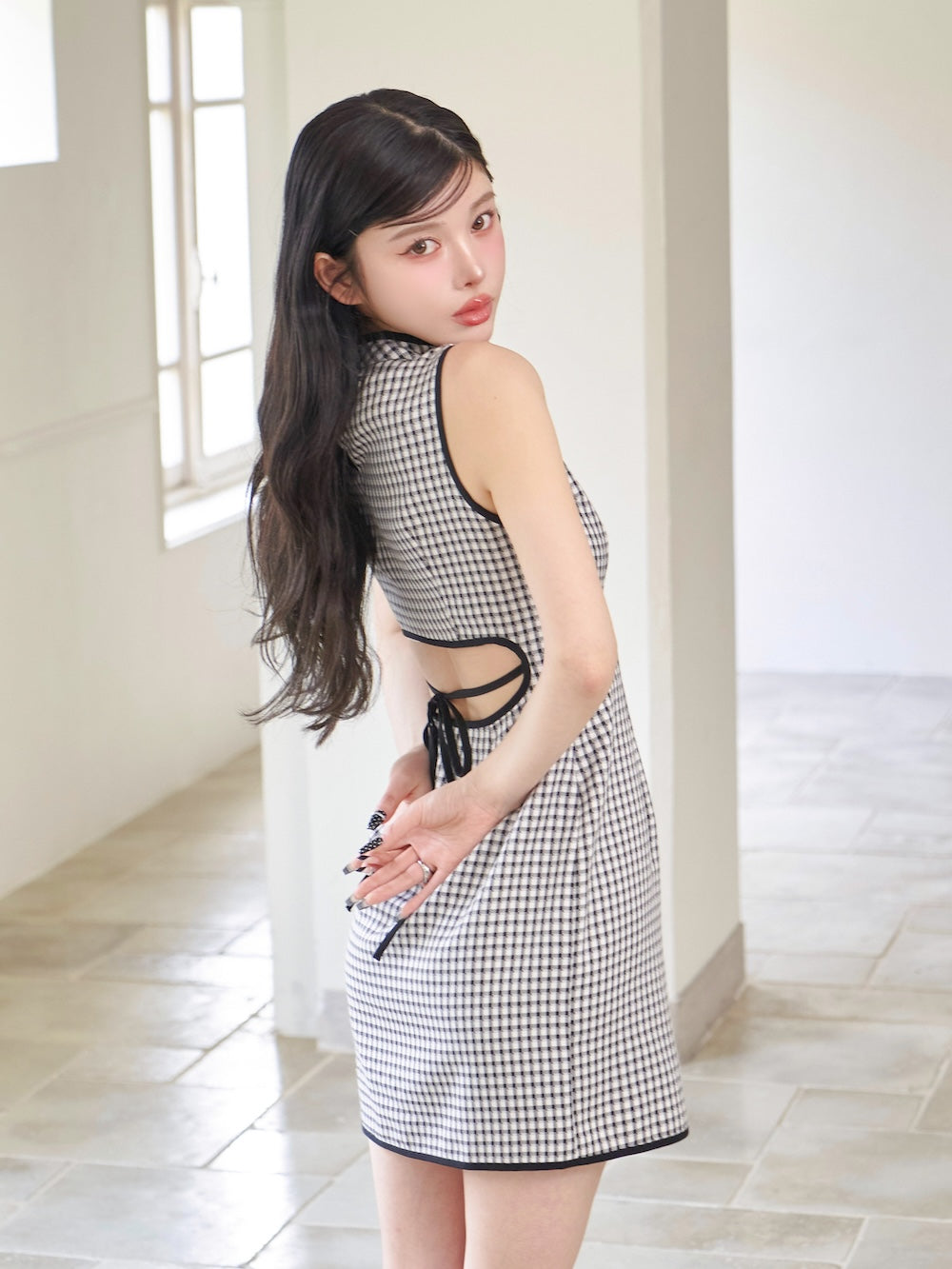 ウエストオープンチェックミニワンピース – Darich (ダーリッチ)