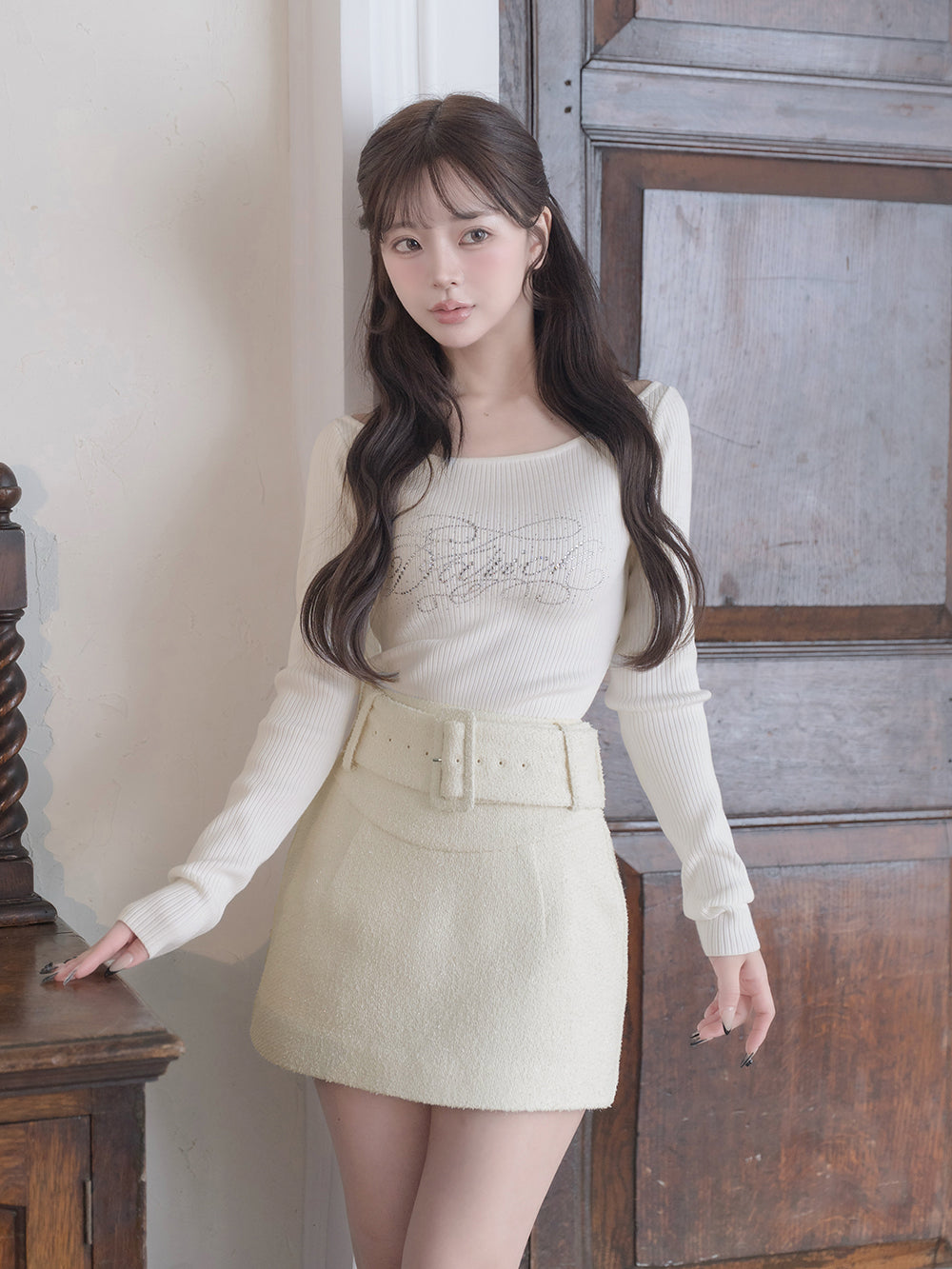 シェイプラインベルトツイードミニスカート – Darich (ダーリッチ)