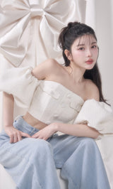 パフスリーブオフショルツイードトップス – Darich (ダーリッチ)