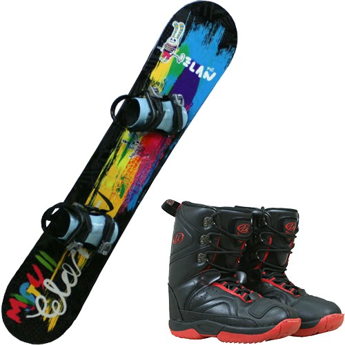 カラフルドットスノーボードセット120cm ブーツ20cm子供用収納ケース