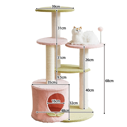 淡いピンク色のキュートなキャットタワー CAT-TW-MOMO 後藤家具物産