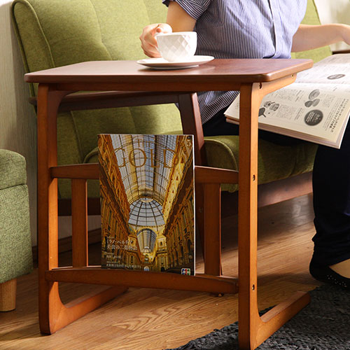 サイドテーブル ノルン マガジンラック付き 96553 不二貿易 木製