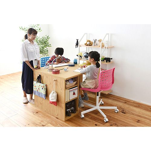 勉強机 ツインデスク 学習机 幅180 ラック 付き 2人用 FWD-0001SET-NA