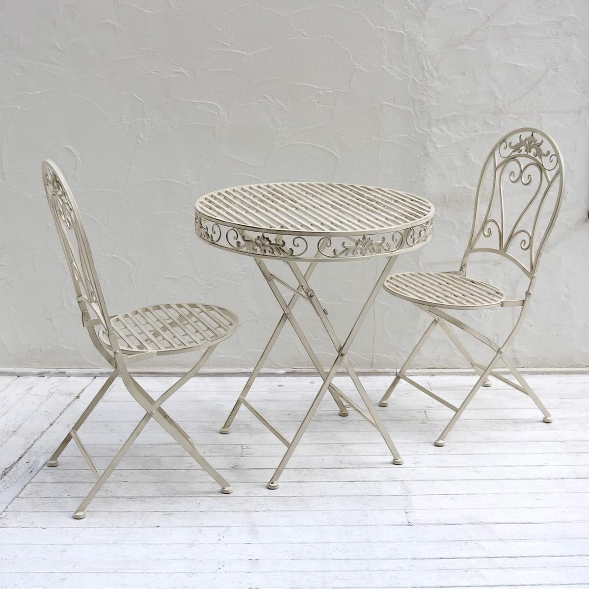 アイアンテーブル＆チェア3点セット SPL-6628WHT-3P ホワイト SST