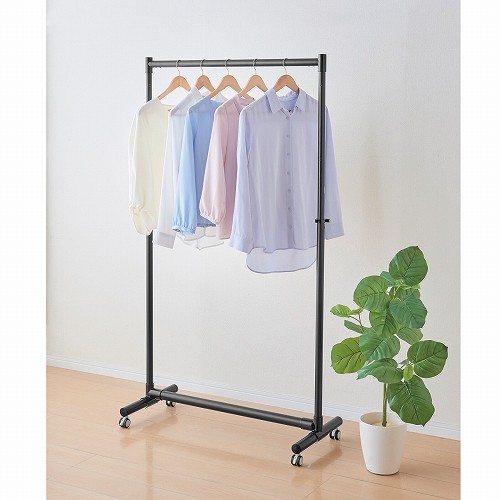 軽くて丈夫なアルミ製ハンガーラック マットブラック N-7594 パール