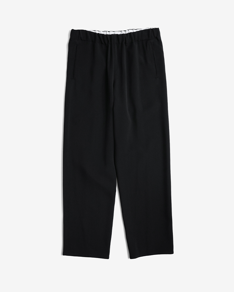 WIDE LEG TROUSER WITH DRAW STRING IN RAYON TRICOTINE / BLACK