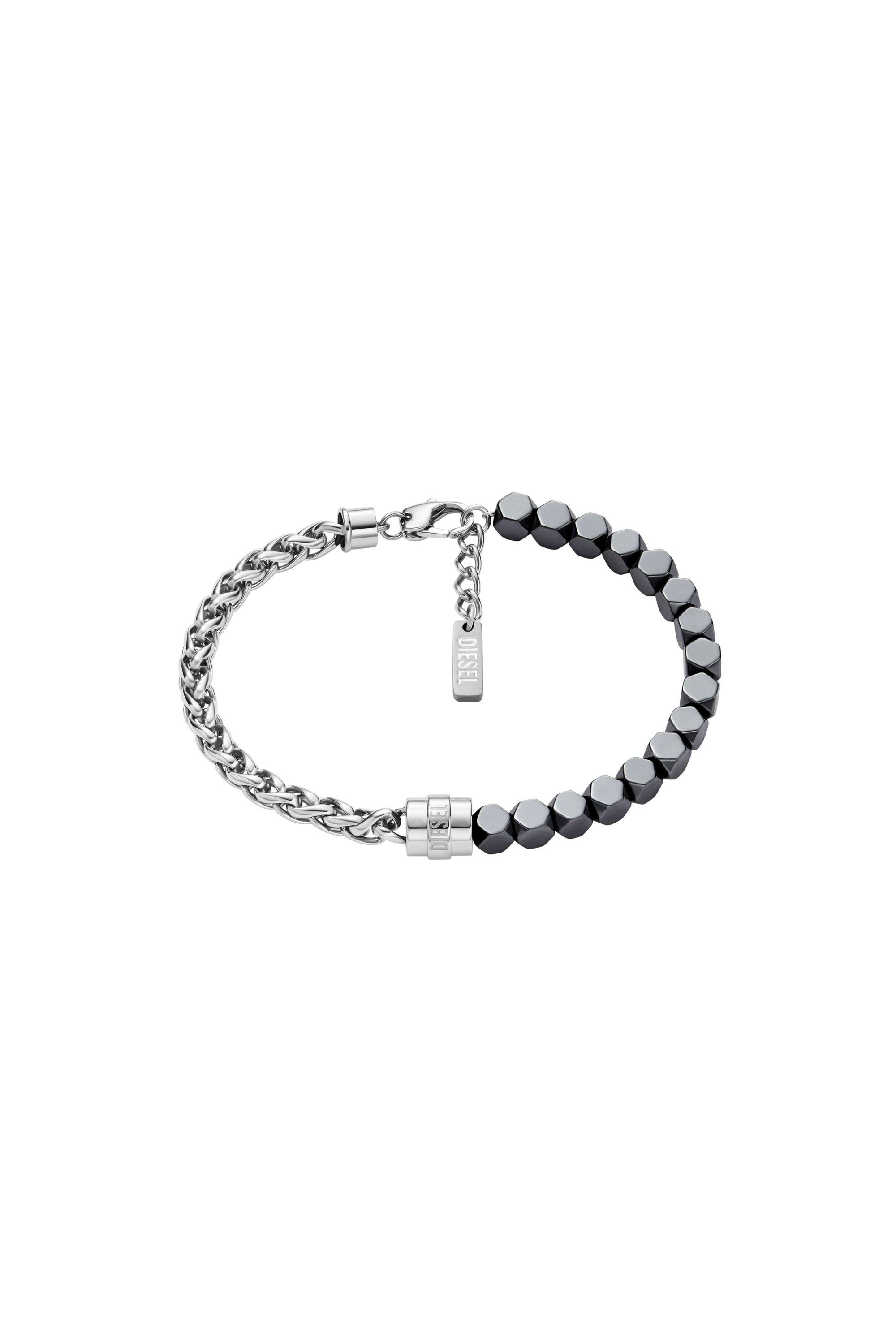 DX1647931 JEWELLERY Stainless steel and hematite beaded bracelet