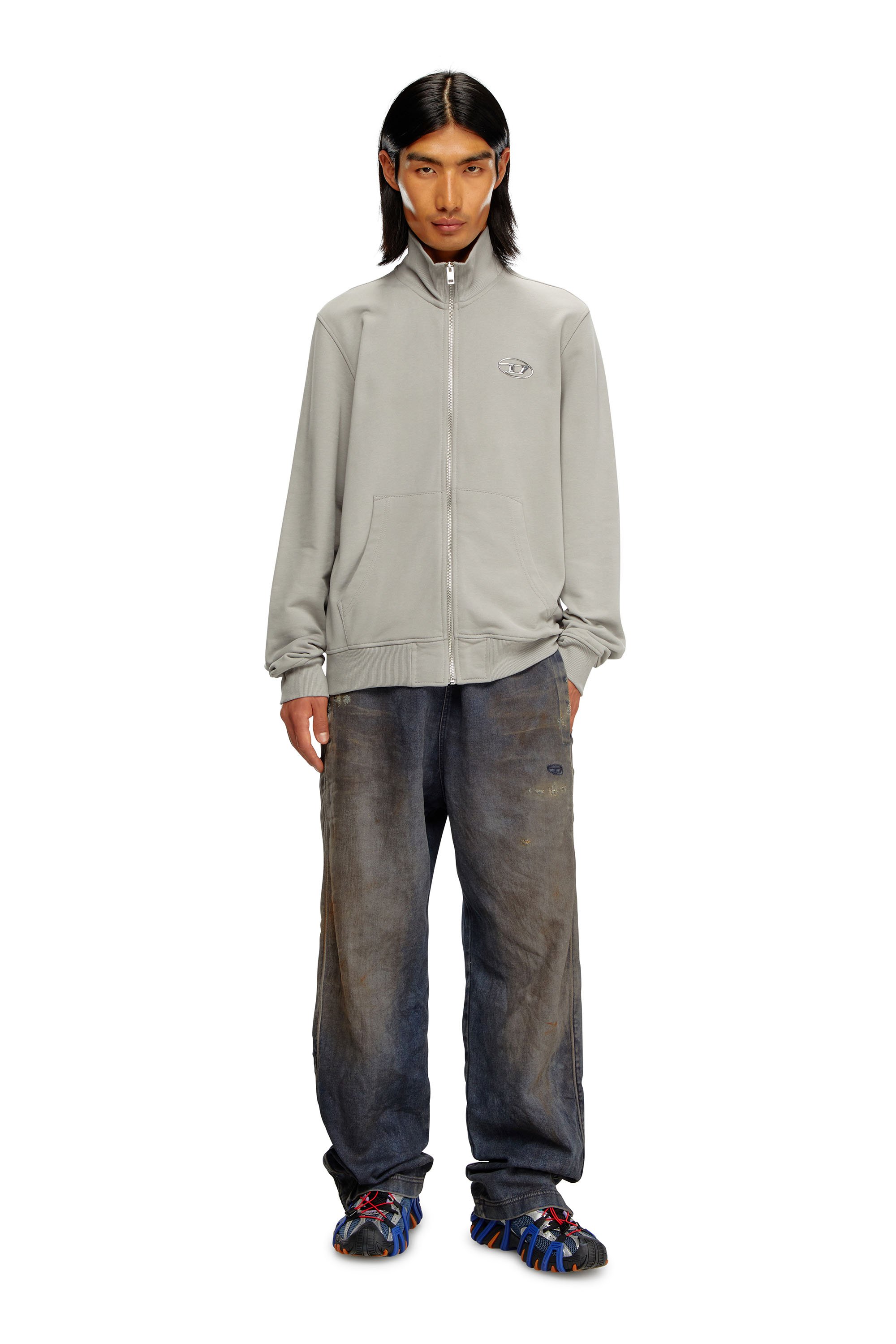 S-GINNI-ZIP-OD スウェットジップアップ｜グレー｜メンズ｜DIESEL