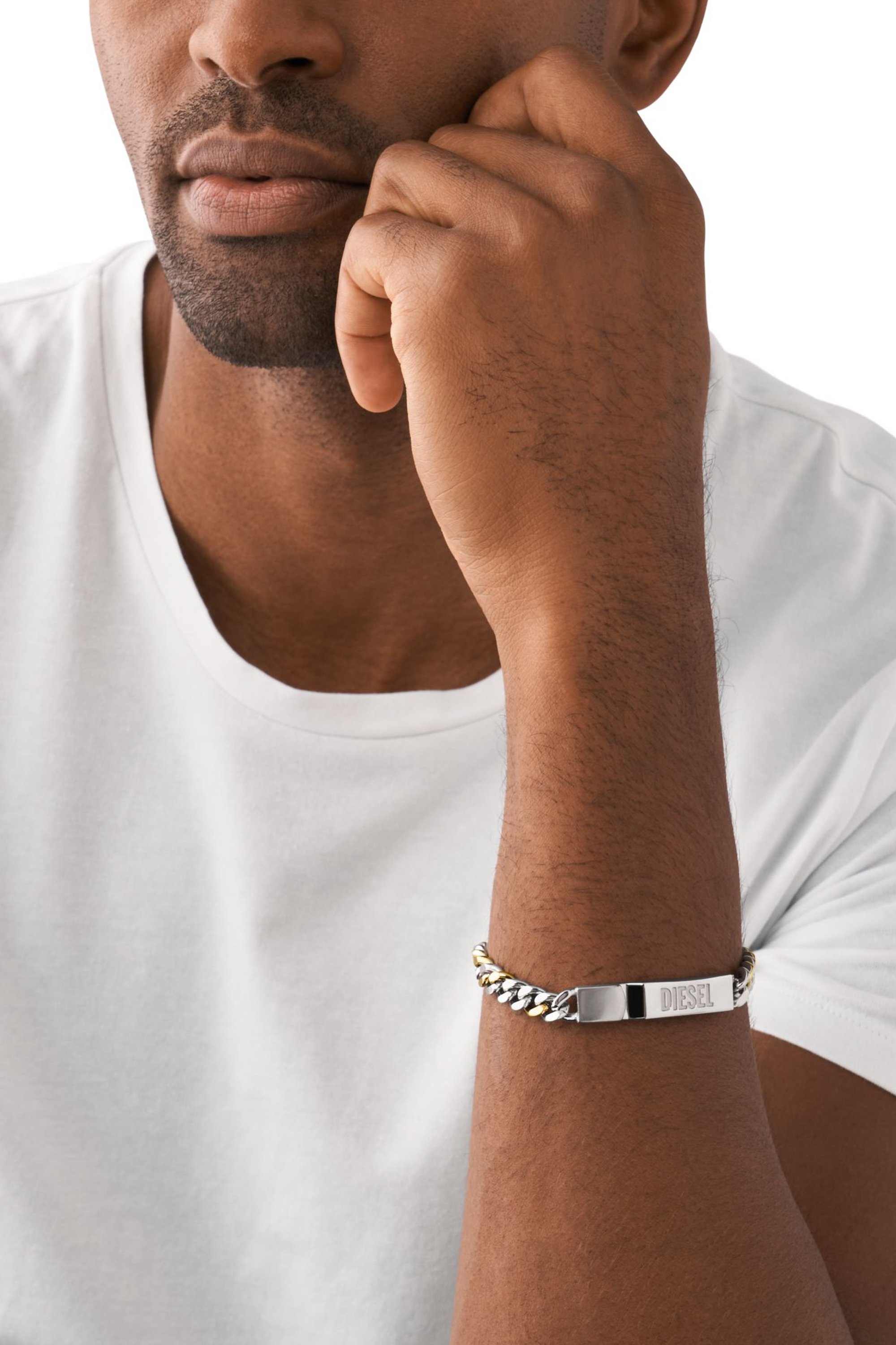 Diesel ツートーンステンレスチェーンブレスレット DX1457