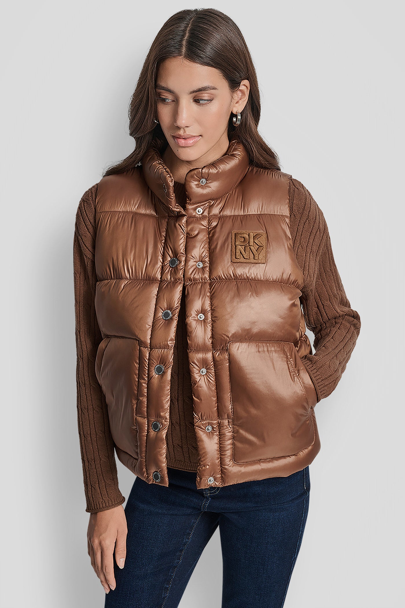 Logo Embroidered Puffer Vest | Vest | DKNY