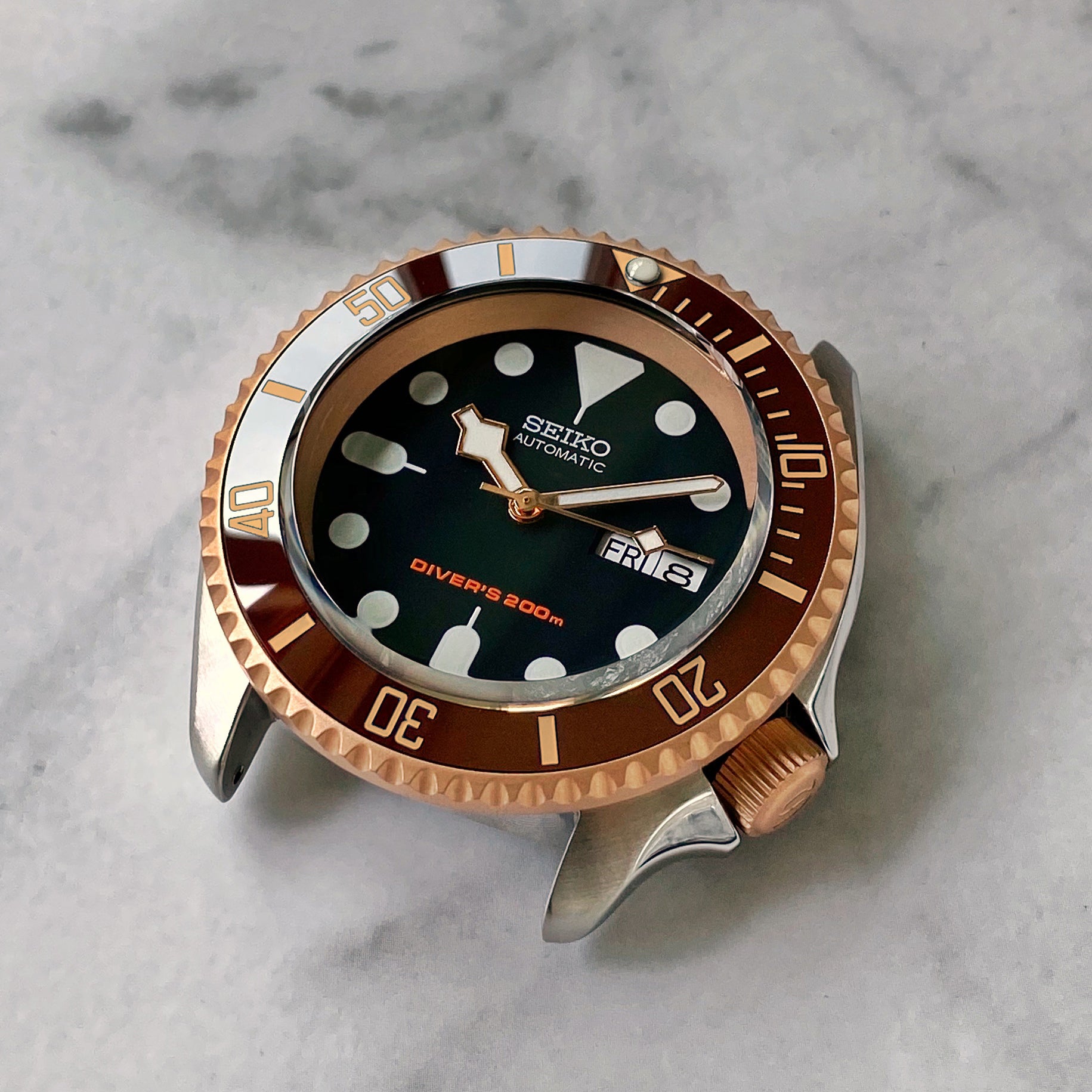 Ceramic Insert - 007 Sub Umber X Rose Gold - DLW WATCHES