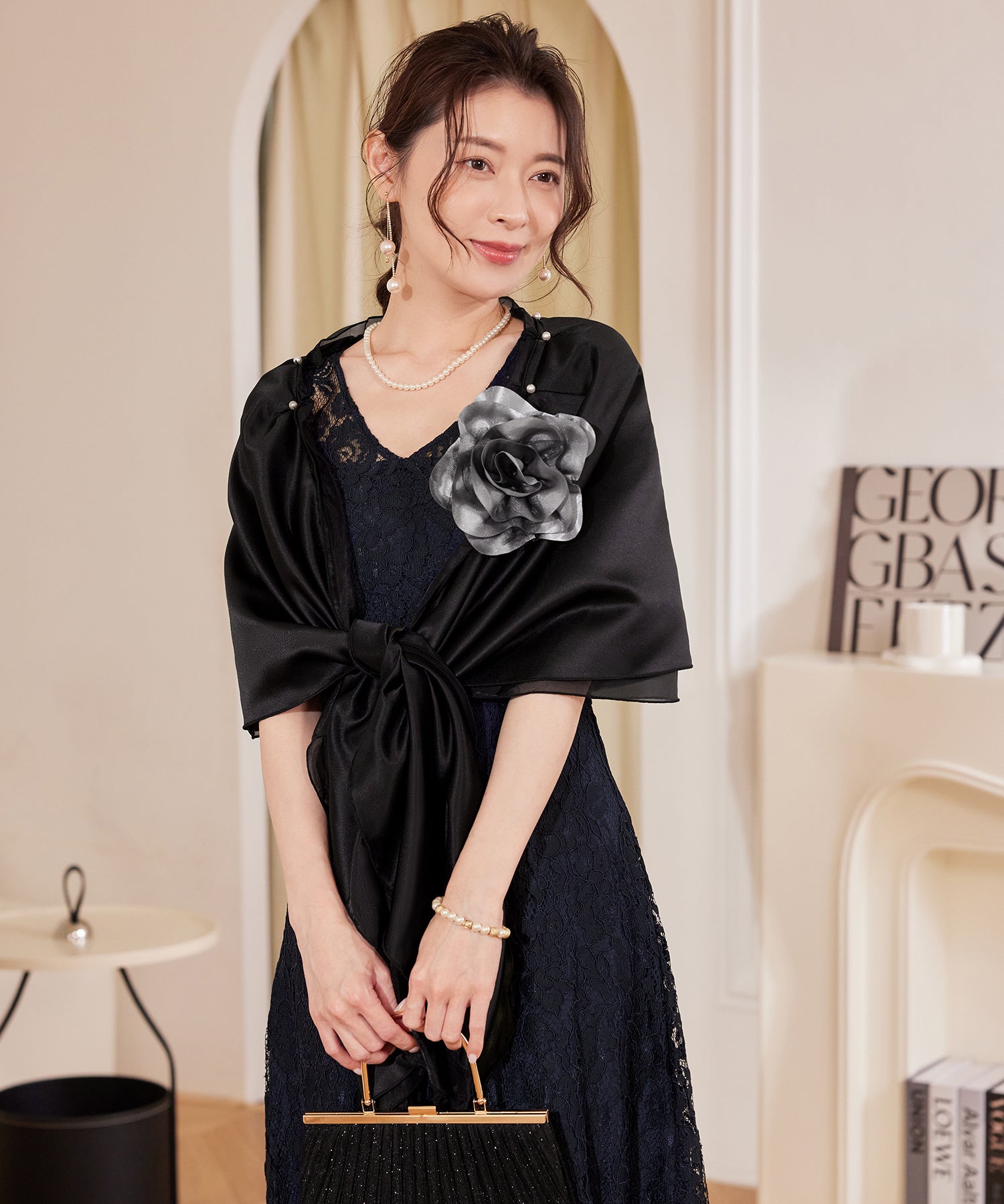 ストール ショール オーガンジーcy88619 ブラック – [公式]DRESS+