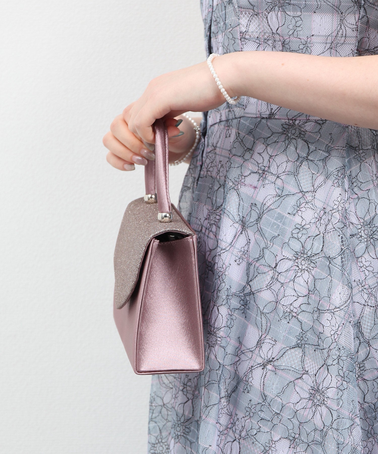 パーティーバッグ 2way ラメ入り ハンドバッグ 結婚式 ラベンダー