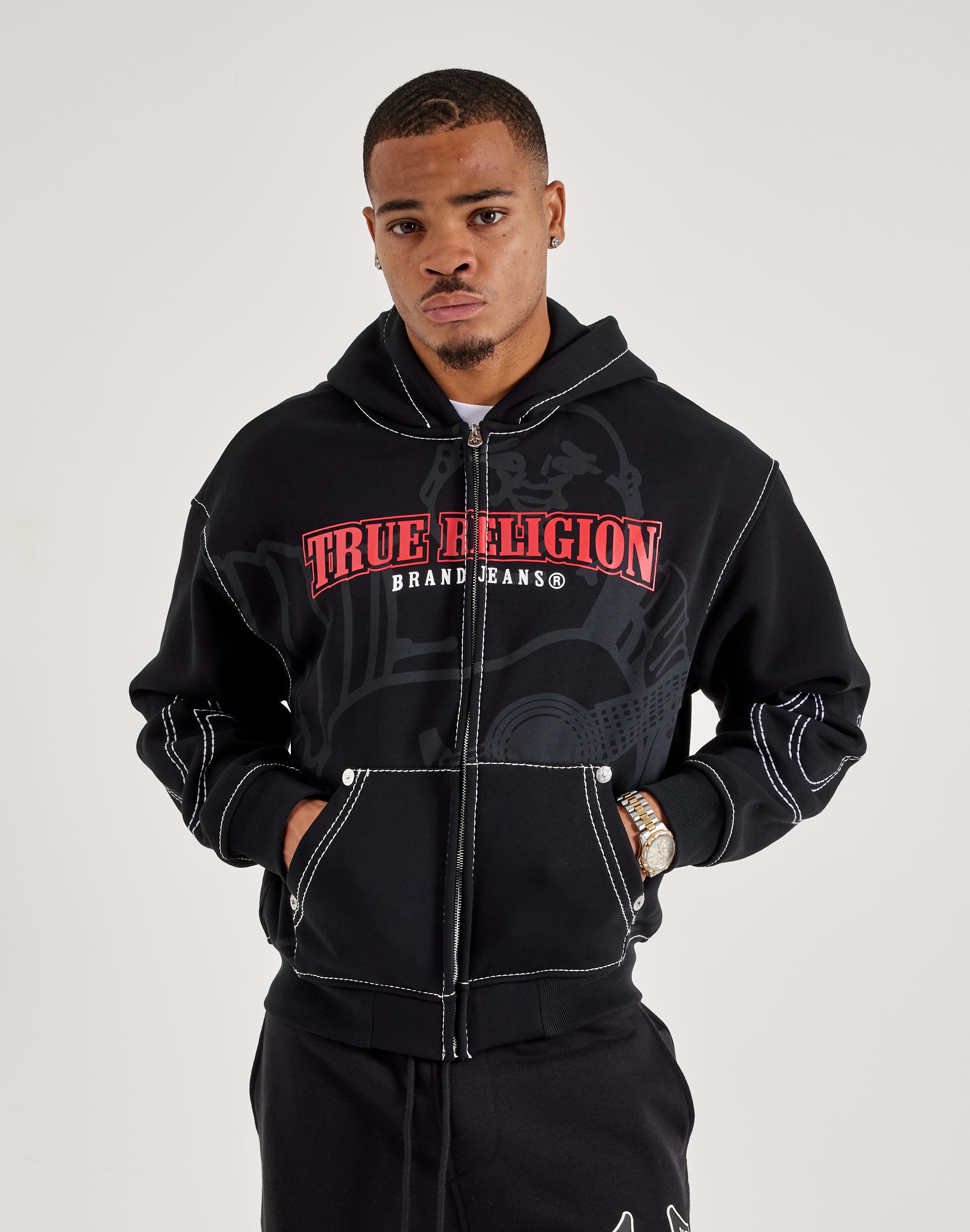 True Religion Anniversary Big-T Zip Fleece Hoodie – DTLR