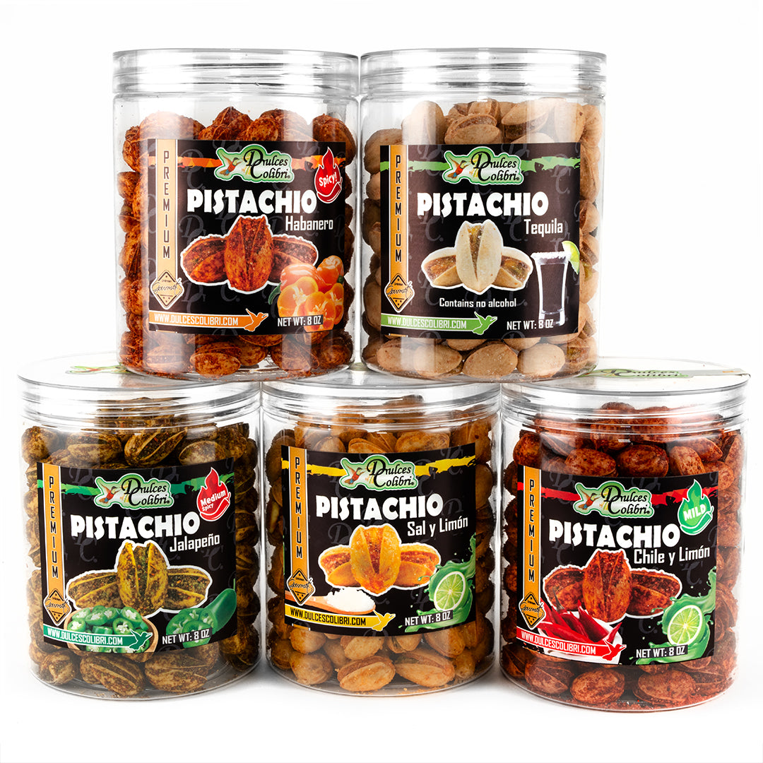 Pistachio Fiesta Pack | Premium | 5 Jars (8oz ea.) – Dulces Colibri