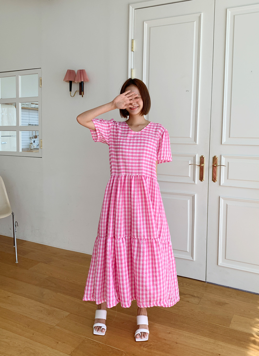 bubbles コケットティアードワンピース ギンガム BUBBLES コケット