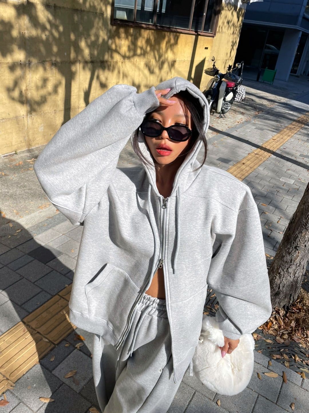 裏起毛ダブルジップステッチパーカー | レディースファッション通販