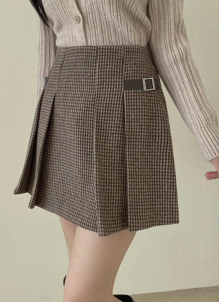ベルトチェックプリーツミニスカート | レディースファッション通販