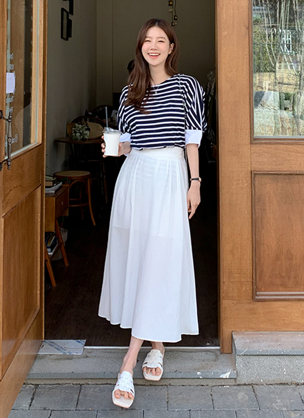 ハイウエストバックゴムロングスカート | レディースファッション通販