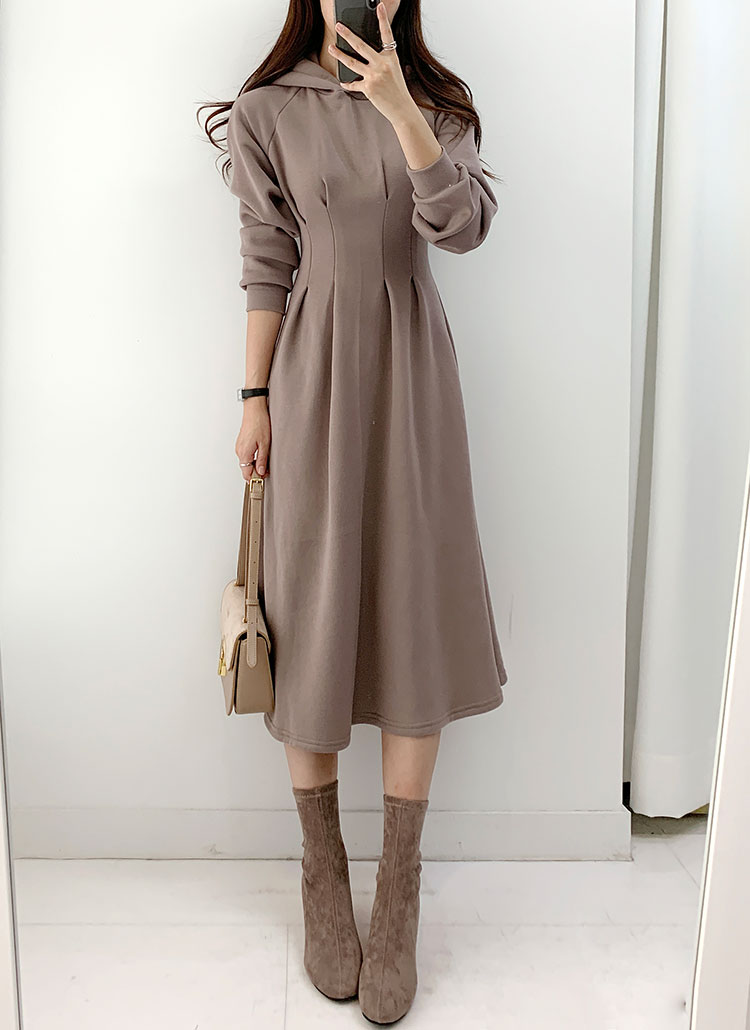 裏起毛ウエストタックパーカーワンピース | レディースファッション