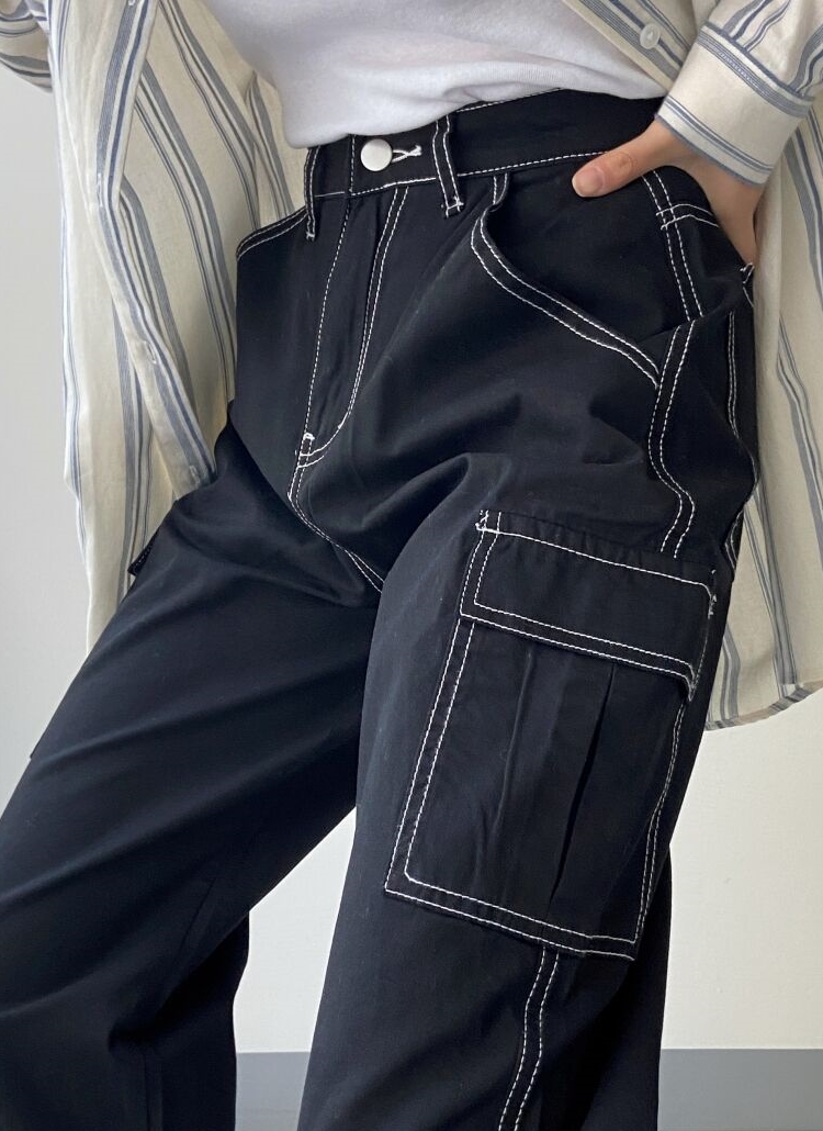 ステッチカーゴワイドパンツ | レディースファッション通販 - DHOLIC