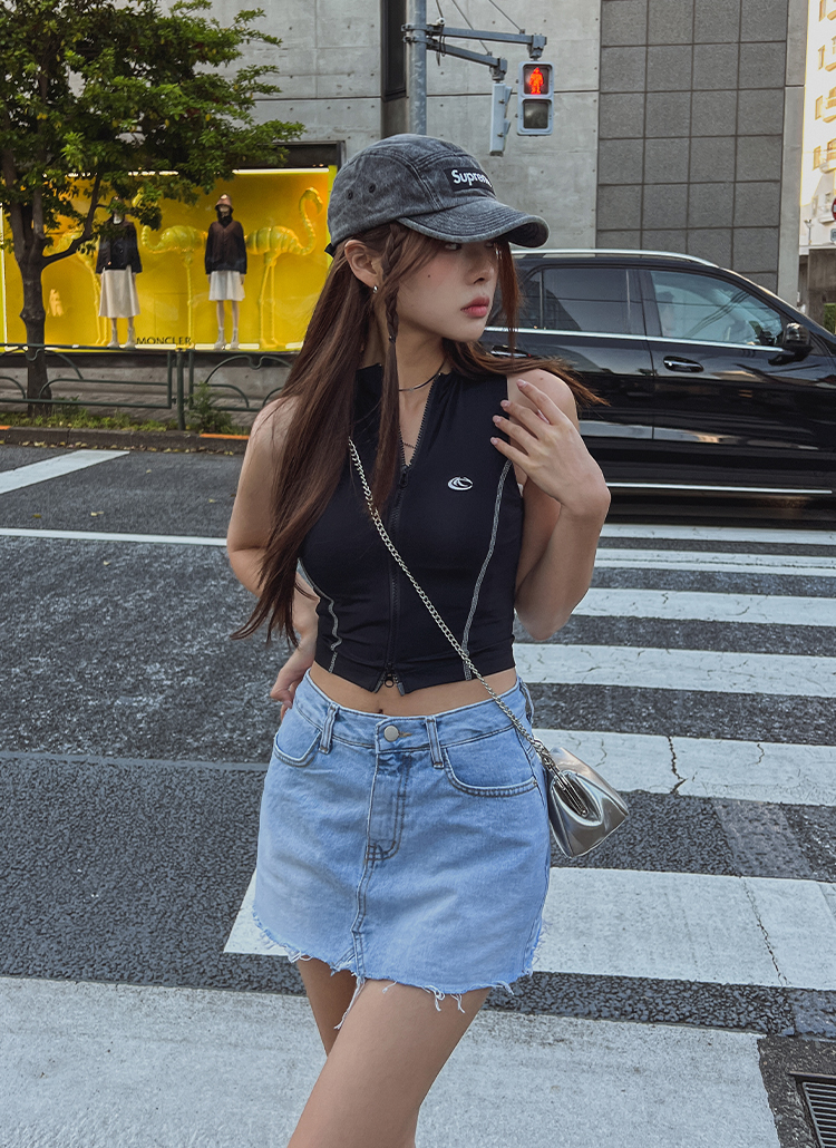 カットオフデニムスカートショートパンツ | レディースファッション