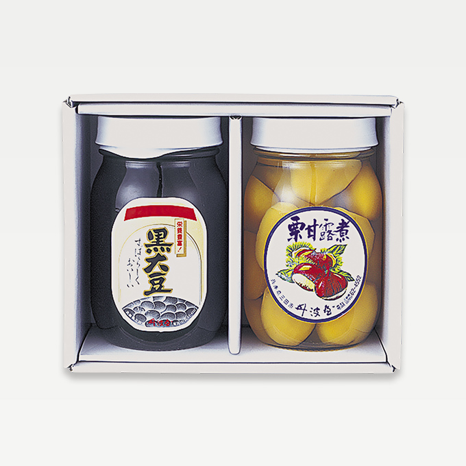丸中瓶2本セット（豆栗）｜松茸佃煮・松茸昆布 ・丹波黒豆｜丹波屋