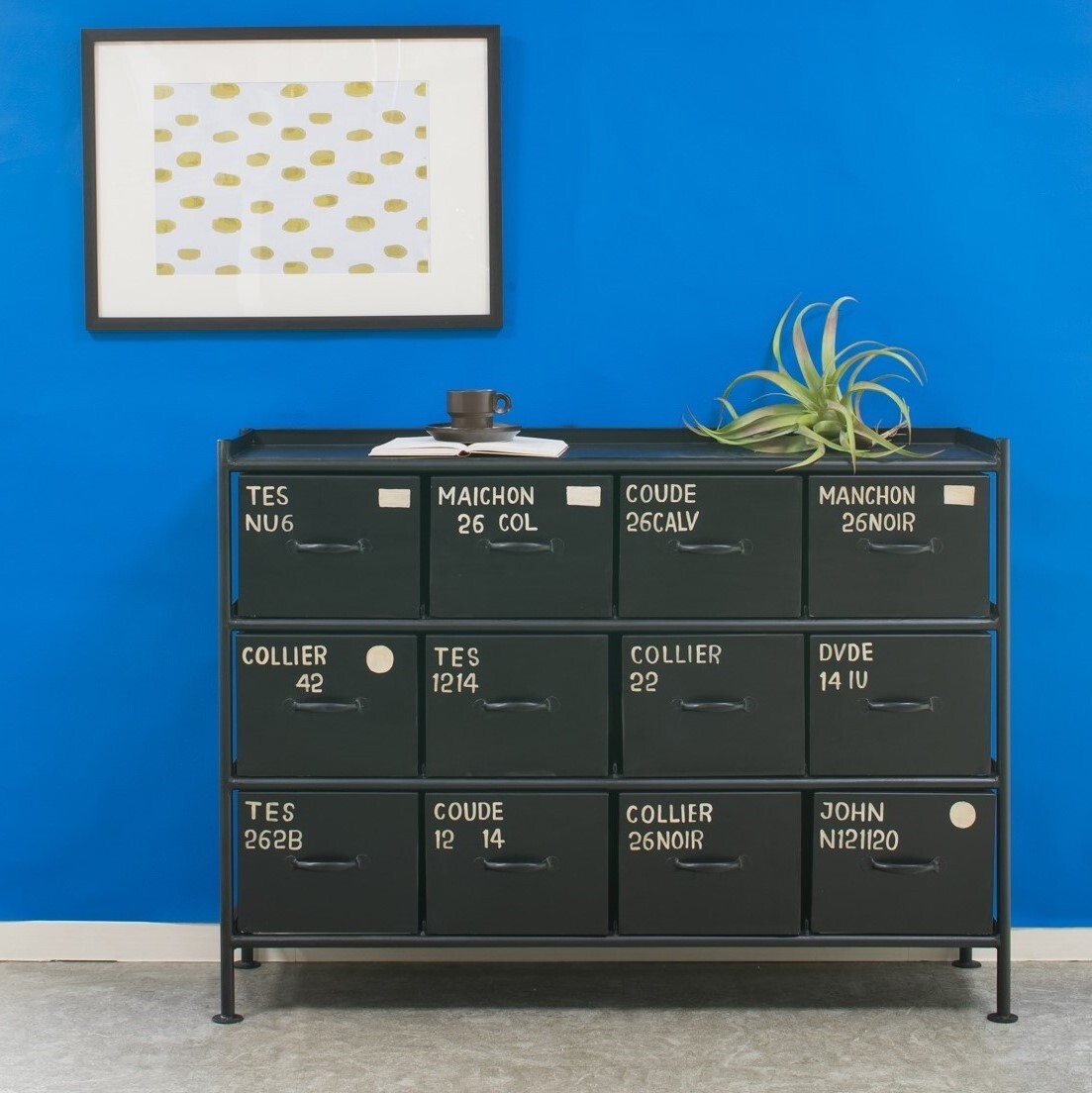 チェスト 黒 ブラック スチール インダストリアルテイスト