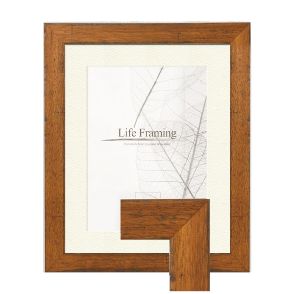 額縁】F10☆木製油彩額・前面ガラス付き・こげ茶・木目・白