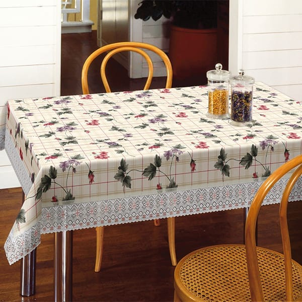 フチどりレースのテーブルクロス(4人用130×170cm ブレスト): キッチン