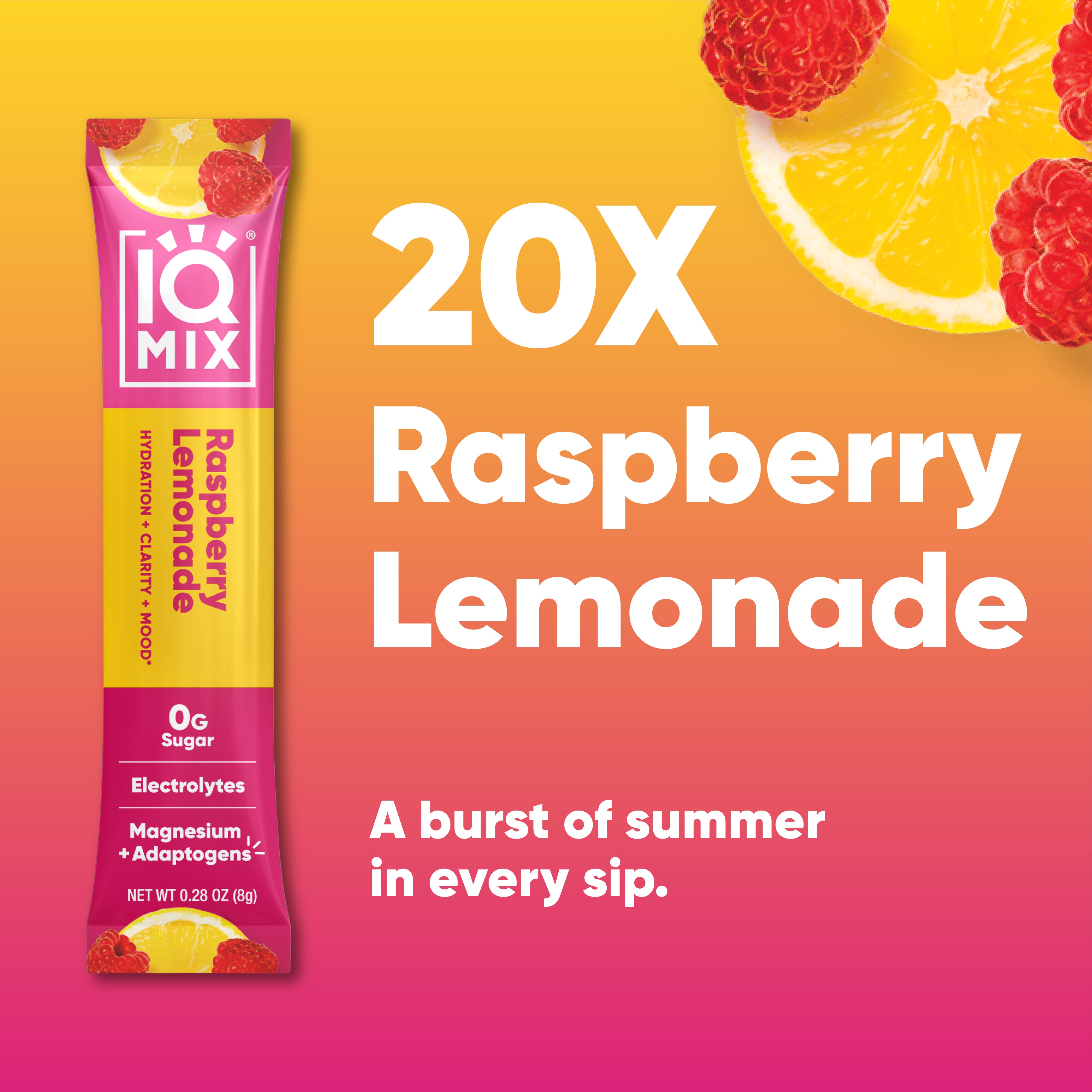 IQMIX Raspberry Lemonade 20CT Electrolytes Powder + Lion's Mane +