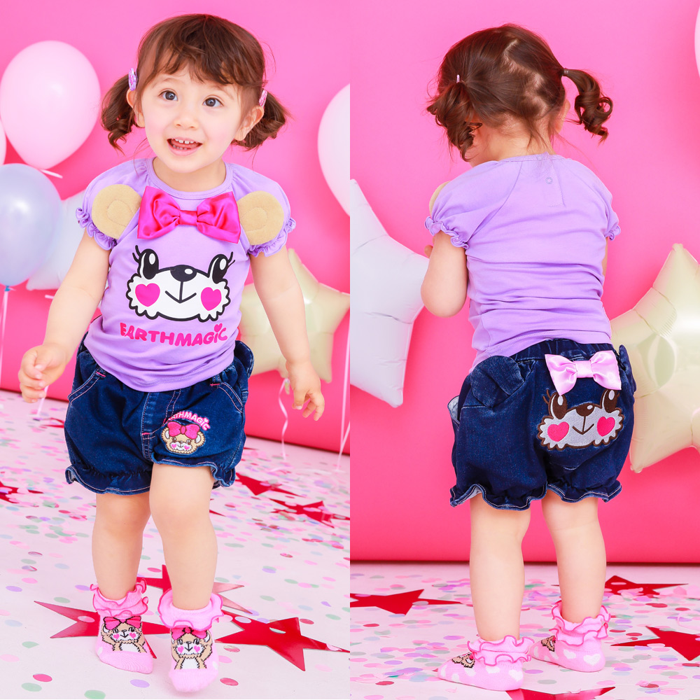 アースマジックベビー EARTHMAGIC BABY フェイスマフィー無地Tシャツ