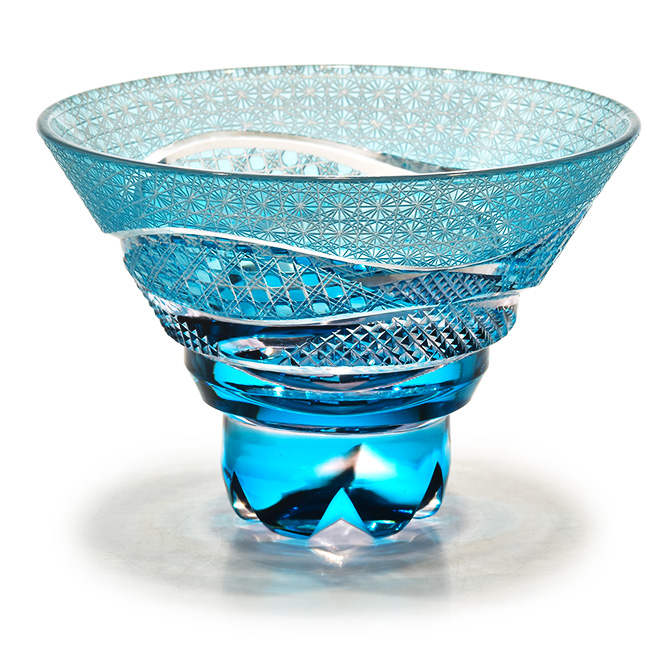 Pr-303 コレクション三角盃 水色 | 江戸切子の店 華硝（はなしょう）