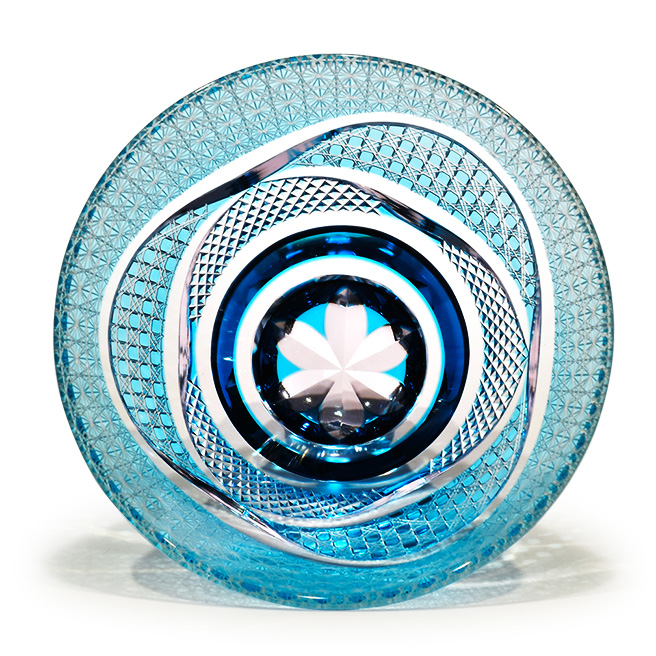 Pr-303 コレクション三角盃 水色 | 江戸切子の店 華硝（はなしょう）