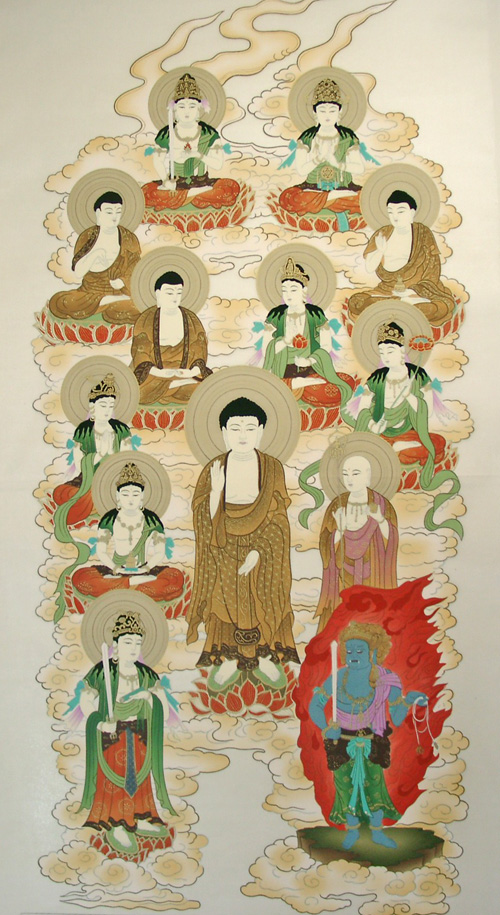 掛軸 淡路島十三仏霊場 御朱印軸 木箱付き 不動明王 釈迦如来 観音菩薩