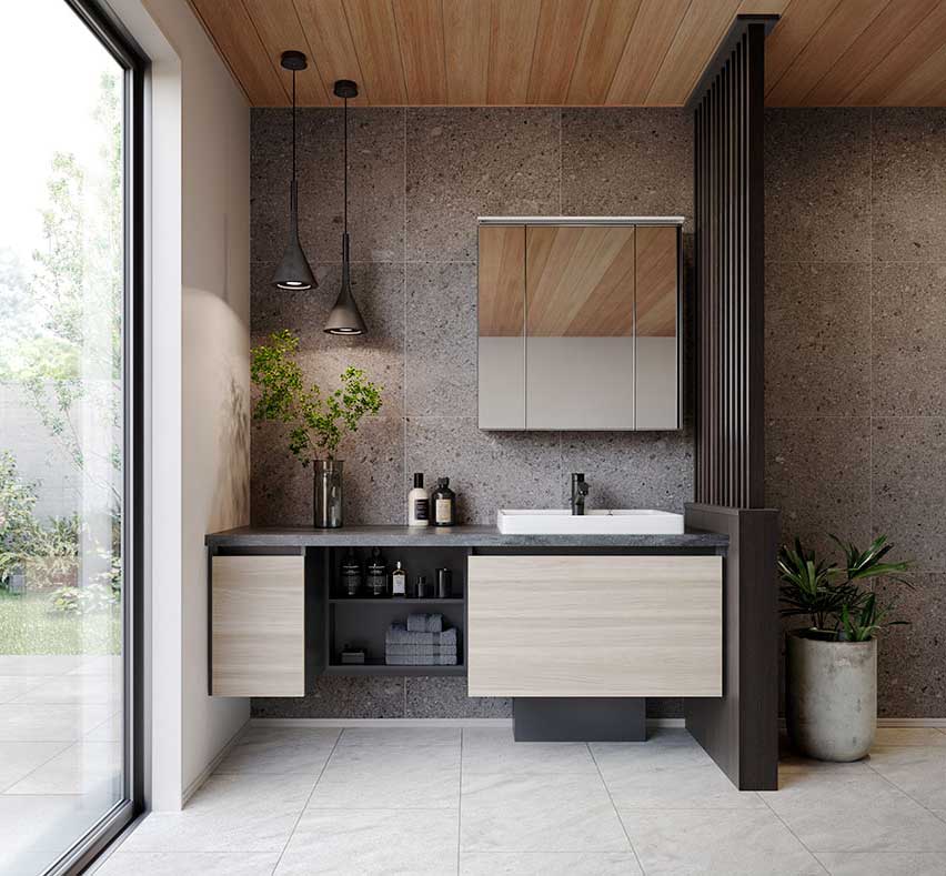 フロートスタイルの造作風洗面「アクアージュsai」を発売します