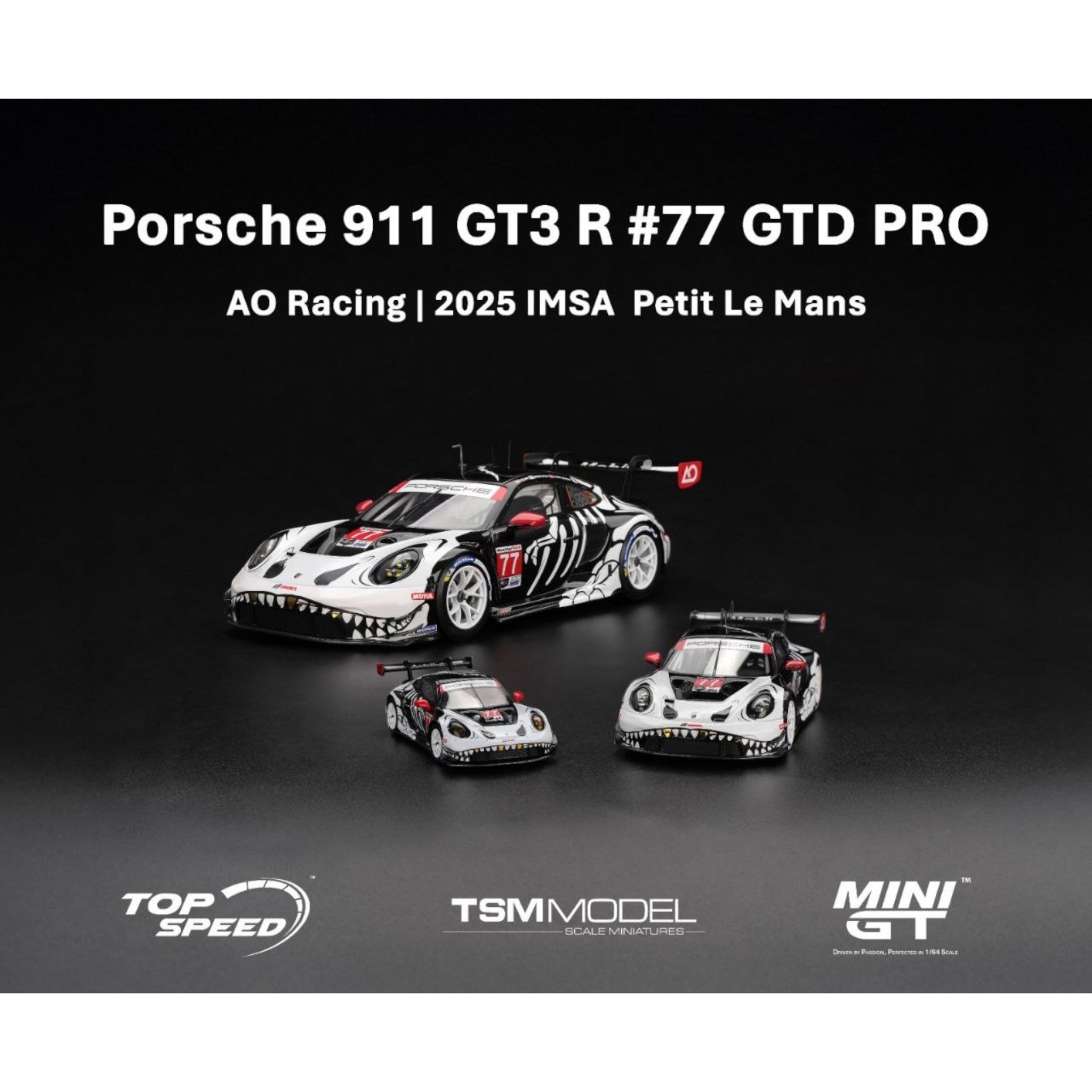 Mini GT - Pre-Order - Porsche 911 GT3 R #77 AO Racing 2025 IMSA