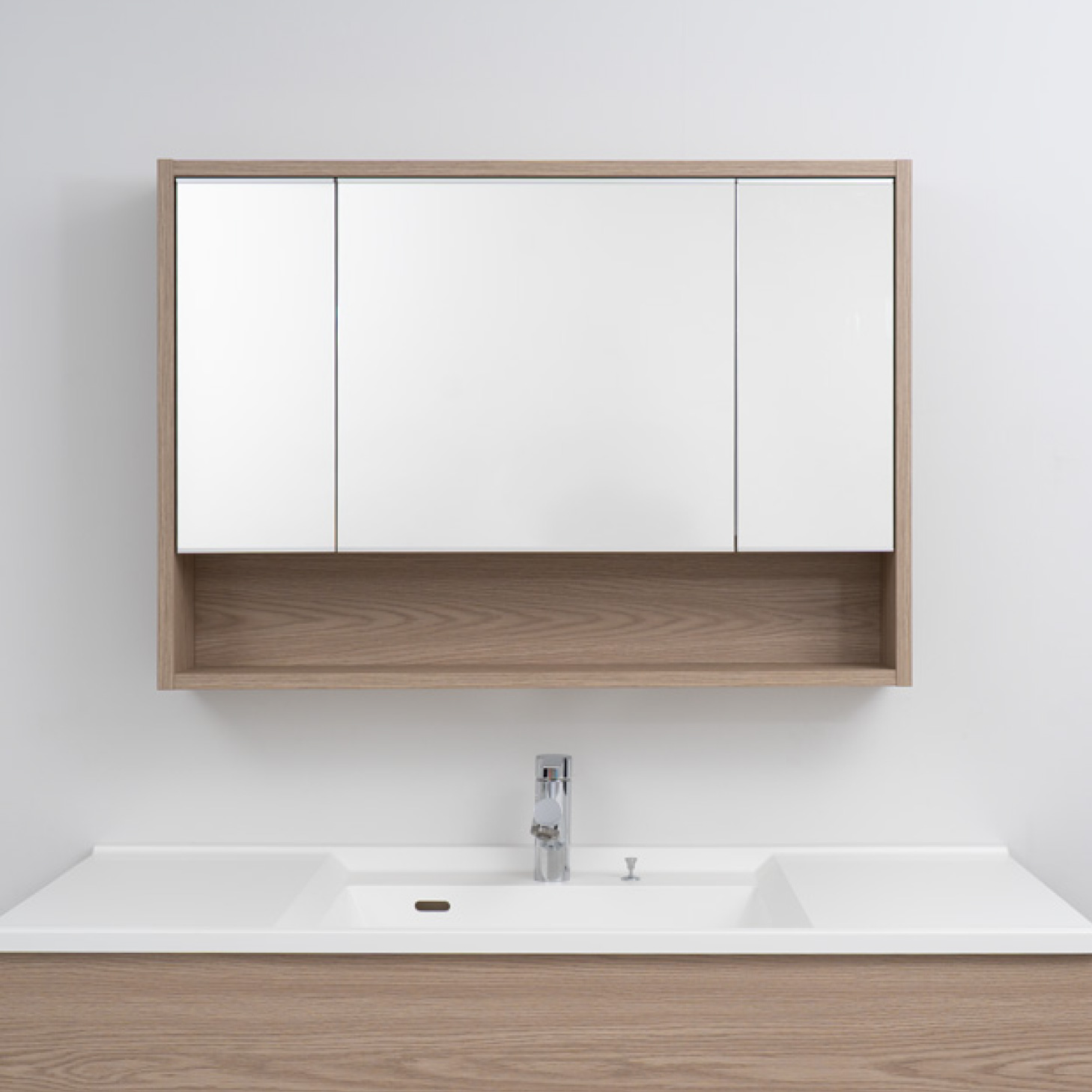 フレーム付洗面ミラーキャビネット ウッドカラー4種.ソリッドカラー2種