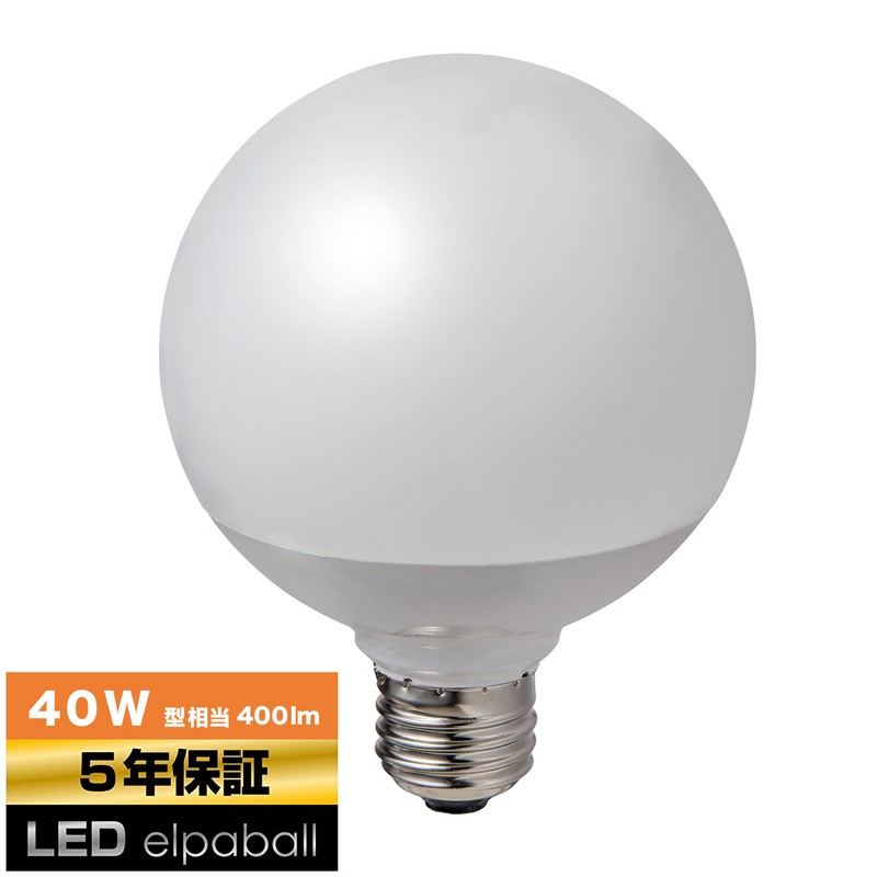 エルパ(ELPA) LED電球 ボール球形 G95 E26 40W形 電球色 広配光 LDG4L
