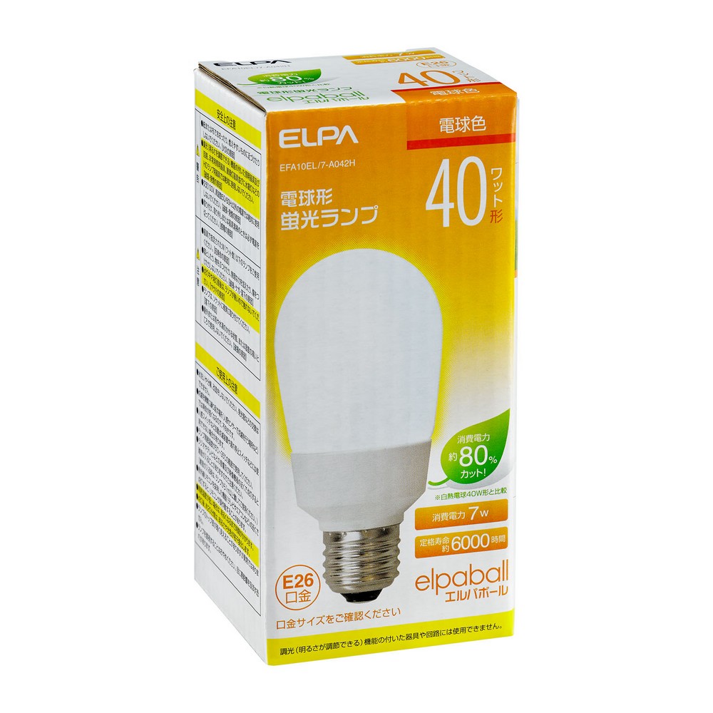 エルパ(ELPA) 電球形蛍光灯 40W形 3波長形 電球色 E26 EFA10EL/7-A042H