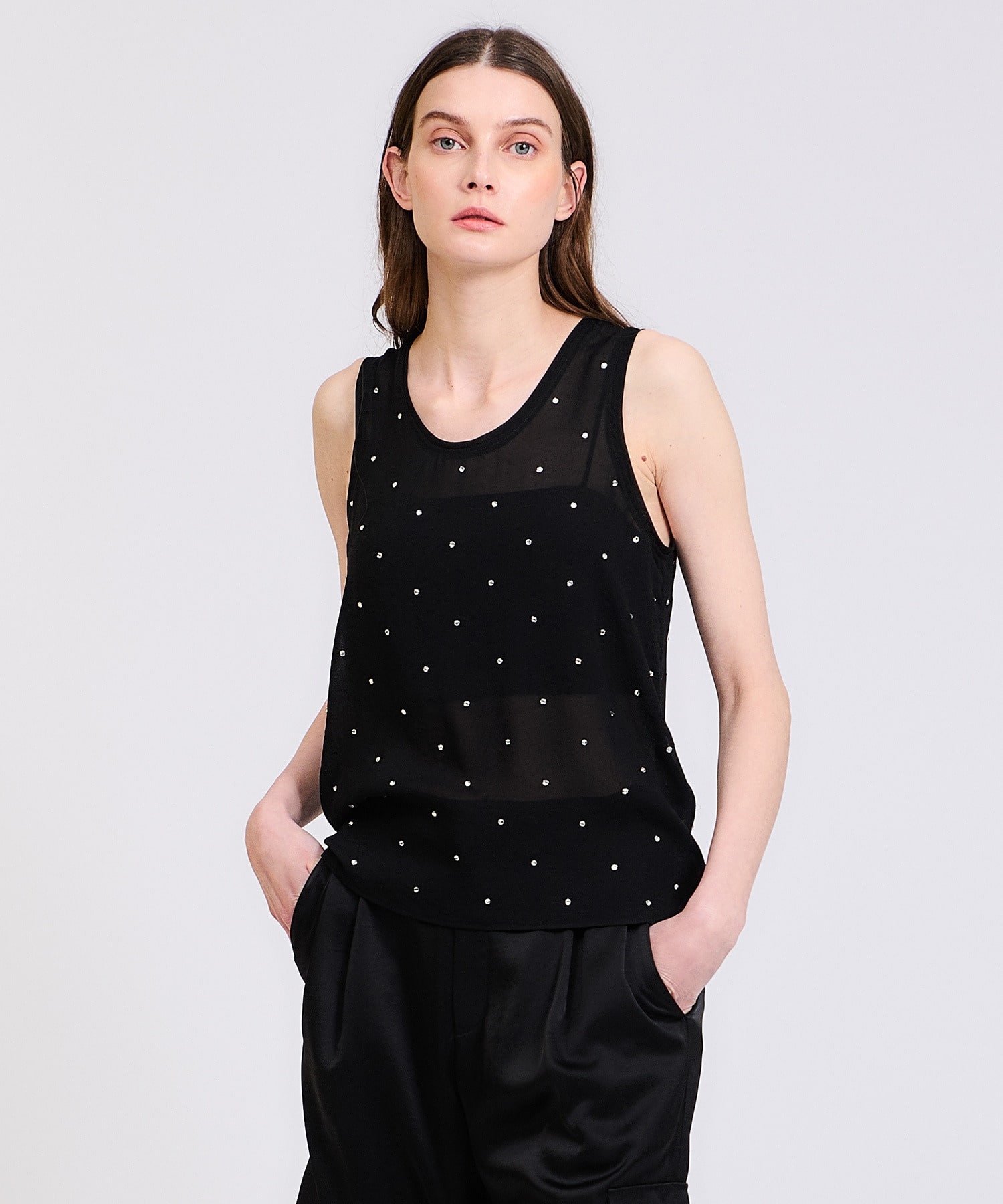 ESTNATION / ジョーゼットラインストーンタンクトップ｜ESTNATION