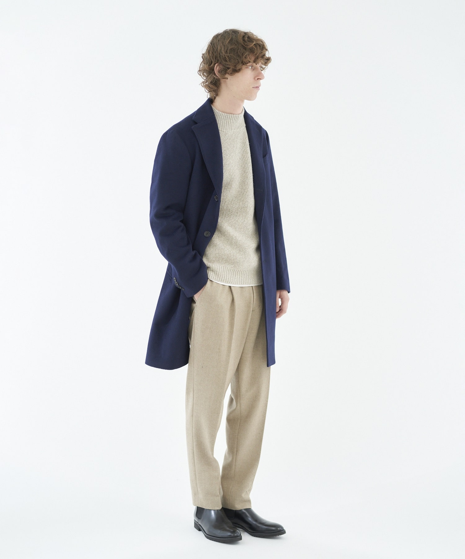 SHIPS カシミヤブレンド チェスターコート L ネイビー