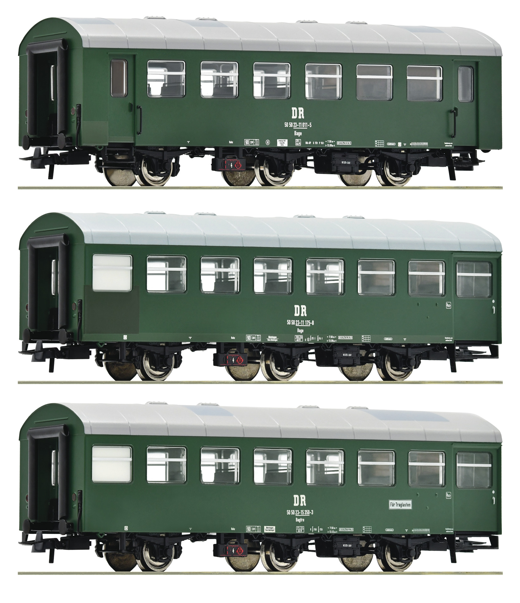 Roco 74070 HO 3 piece set Reko wagons, DR (Set 1)
