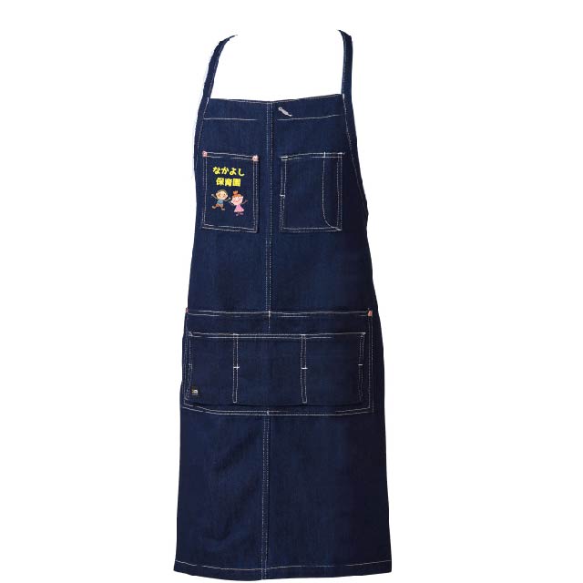デニムストライプエプロン（首掛け）[SOWA 10121]｜オリジナルプリント