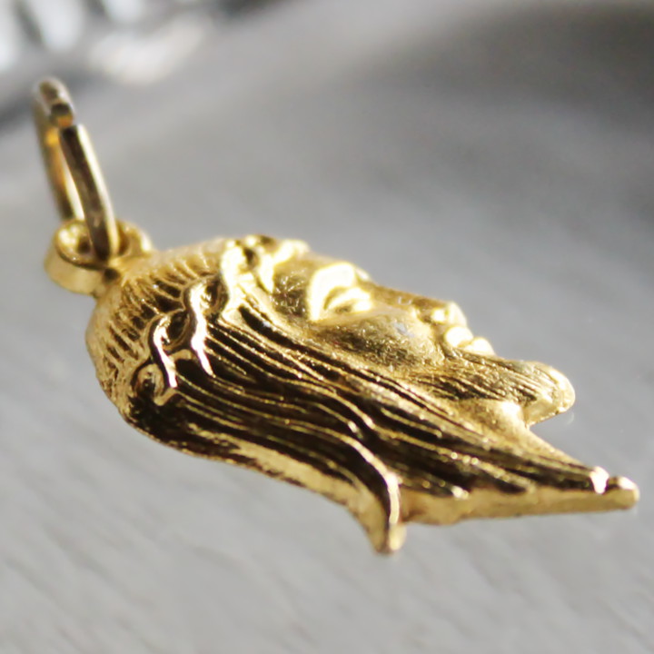 イエスキリストの横顔メダイ真鍮製ペンダントトップチャーム｜イタリア