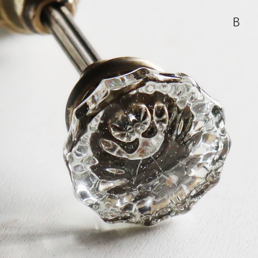 アンティークガラス製ドアノブB｜USAヴィンテージ硝子ノブ真鍮座金ドア