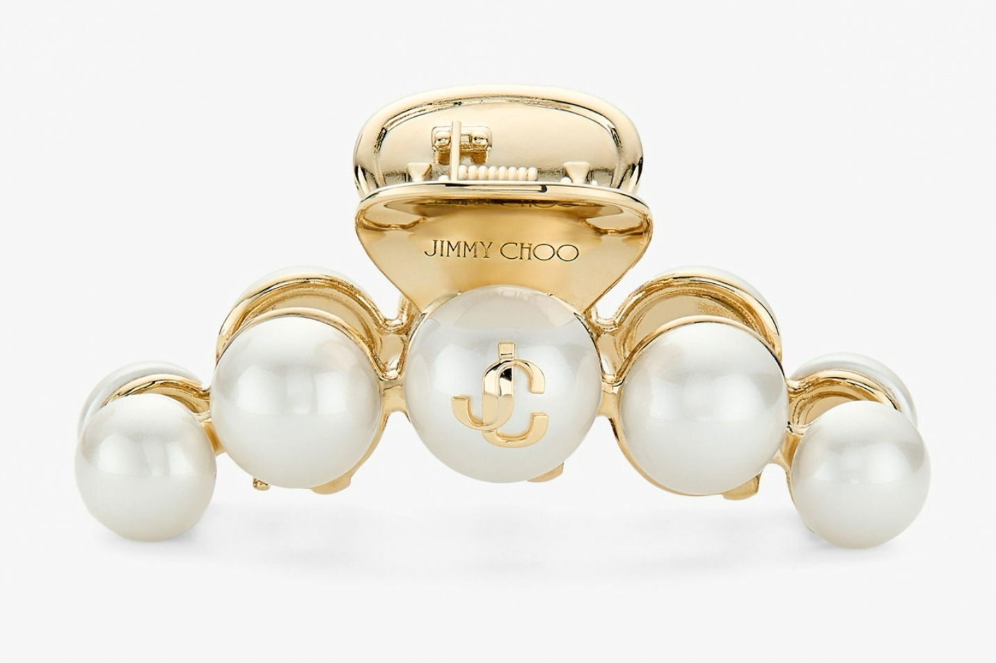 ジミー チュウのヘアアクセサリー、“JCロゴ”輝くパールヘアピン