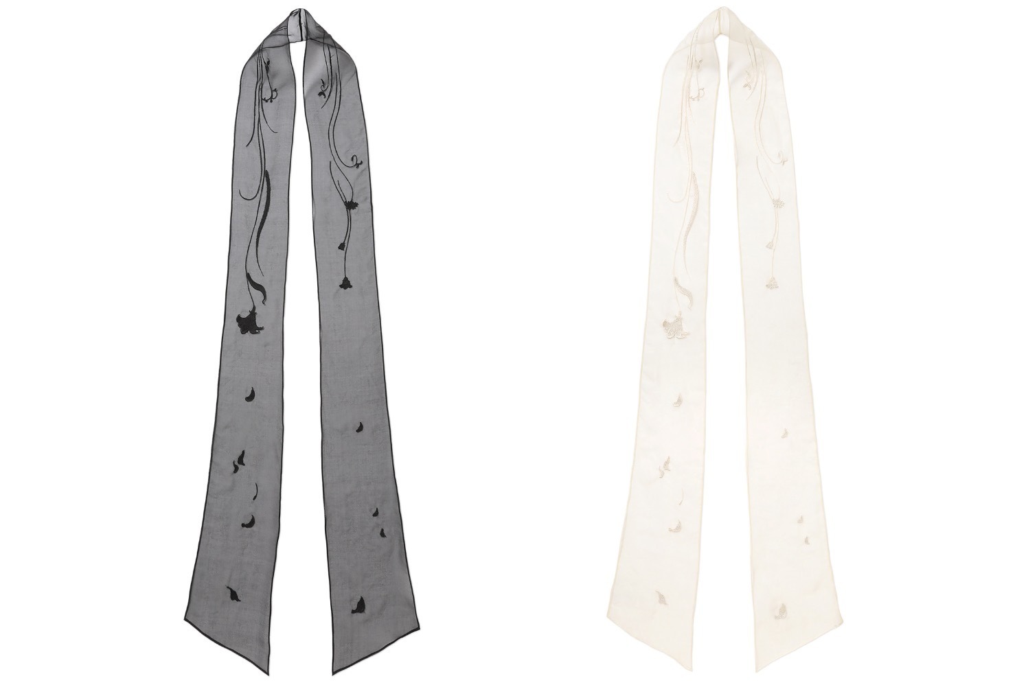 マメ クロゴウチ“花柄刺繍”のシルクスカーフ、青山の直営店限定で